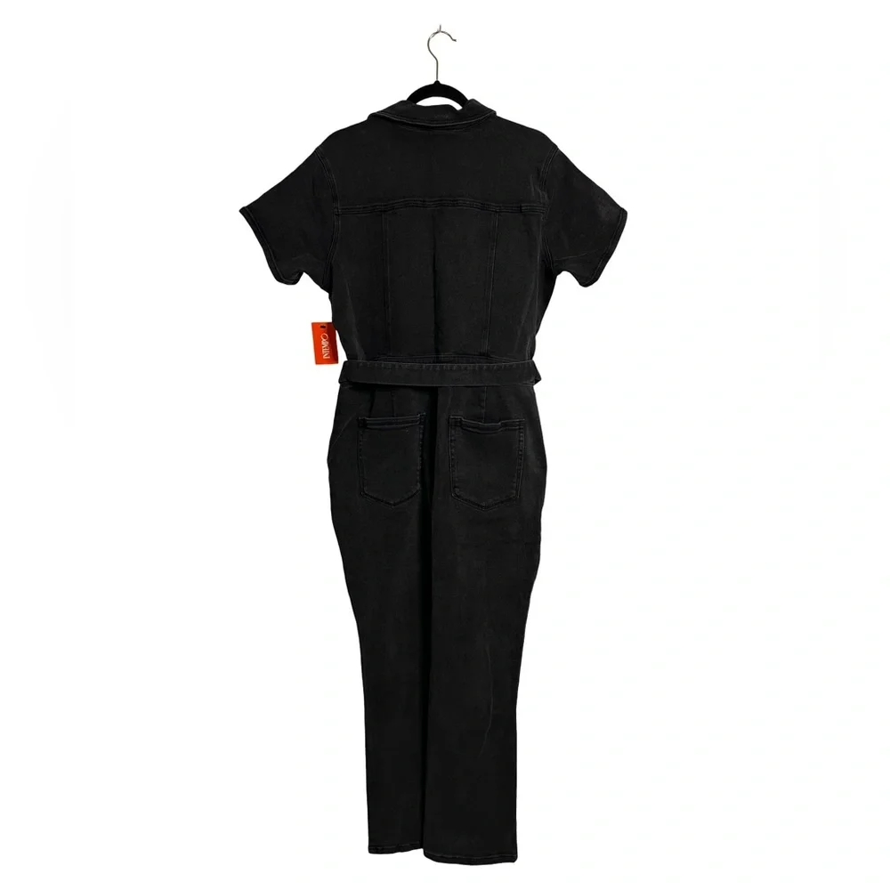 Women’s Intempo Black Washed Belted Denim Jumpsuit Size 16 NWT - Picture 2 of 14